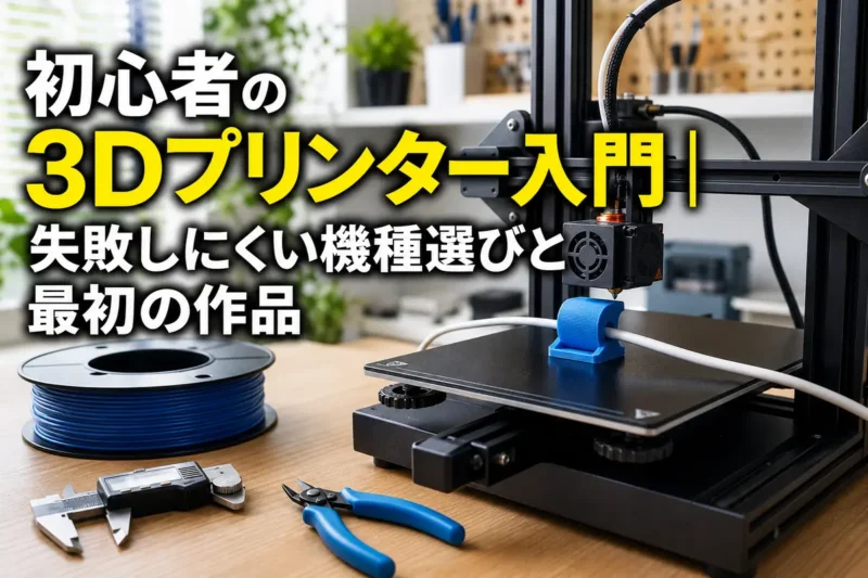 作業机の上で小さな部品を造形する家庭用3Dプリンター。