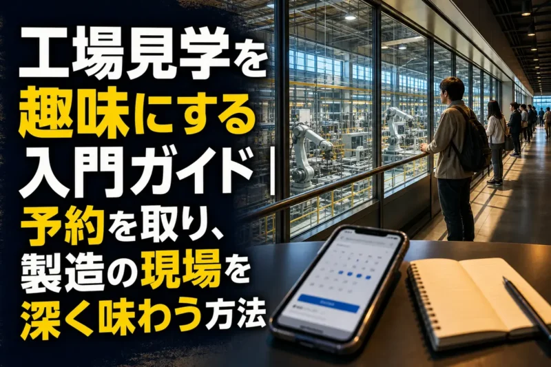 見学通路から近代的な工場の製造ラインを観察する人々。