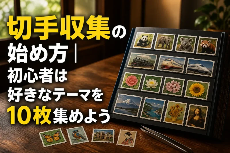色とりどりの切手をストックブックに整理する初心者向けの収集風景。